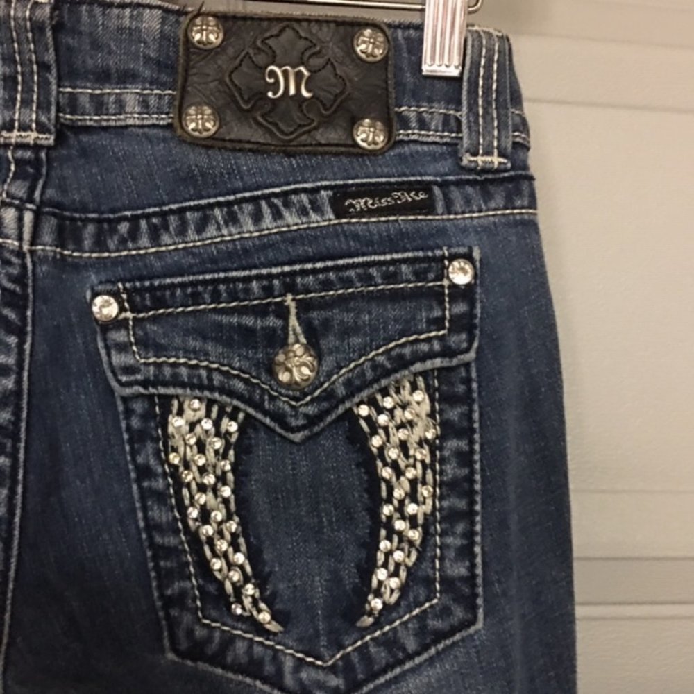 Miss Me Skinny Jeans Angel Wings Flap Pockets 28